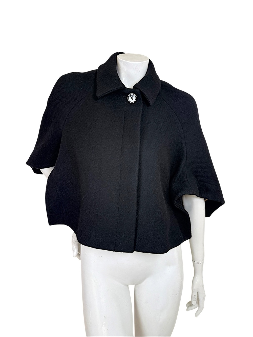 Chloé Black Wool Cropped Cape Jacket FR 36